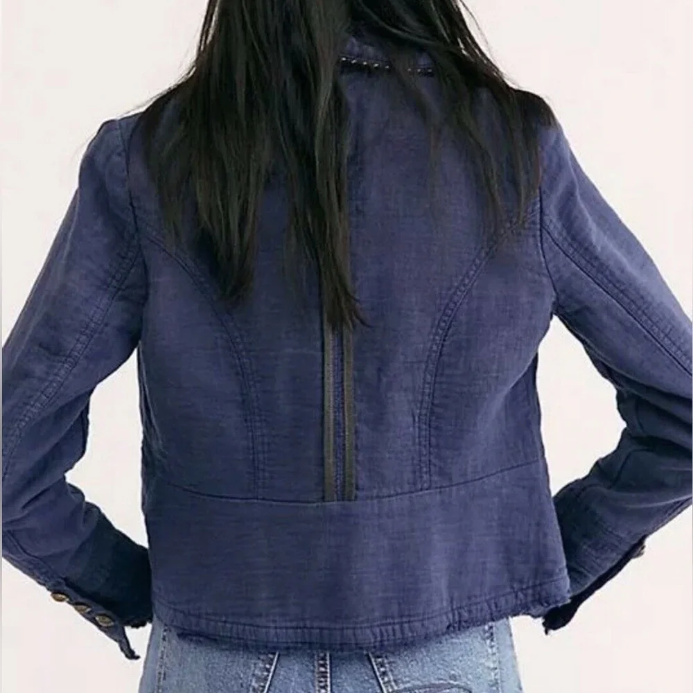 NWOT Free People Military Night Sky Double Breasted Cadet Jacket